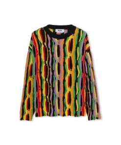 Maglione Girocollo In Maglia Di Cotone Con Rouches Multicolor^MSGM Flash Sale