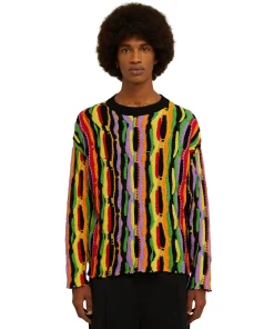 Maglione Girocollo In Maglia Di Cotone Con Rouches Multicolor^MSGM Flash Sale