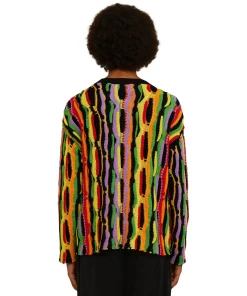 Maglione Girocollo In Maglia Di Cotone Con Rouches Multicolor^MSGM Flash Sale