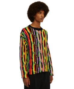 Maglione Girocollo In Maglia Di Cotone Con Rouches Multicolor^MSGM Flash Sale