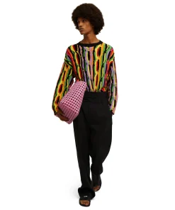 Maglione Girocollo In Maglia Di Cotone Con Rouches Multicolor^MSGM Flash Sale