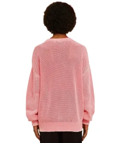 Maglione Girocollo In Maglia Di Cotone Overdyed Con Lavorazione A Rete^MSGM Best