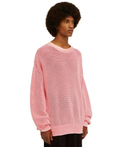 Maglione Girocollo In Maglia Di Cotone Overdyed Con Lavorazione A Rete^MSGM Best