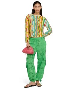 Maglione Girocollo In Maglia Di Cotone Con Rouches Multicolor^MSGM Best Sale