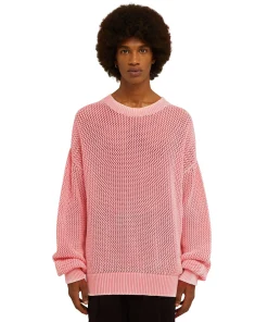 Maglione Girocollo In Maglia Di Cotone Overdyed Con Lavorazione A Rete^MSGM Fashion
