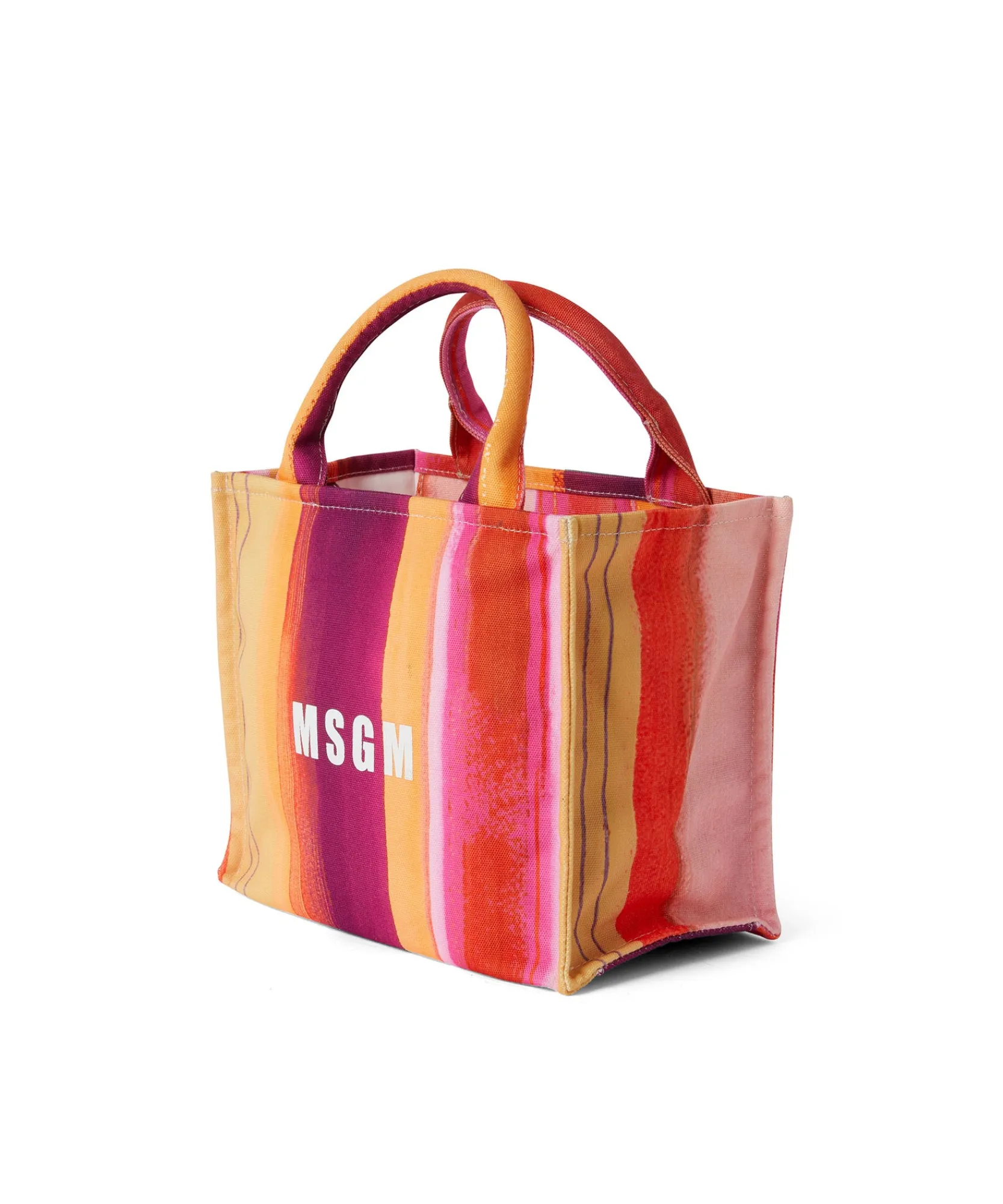 Mini Tote Bag In Cotone "Brushed Stripes" Con Logo ^MSGM Online