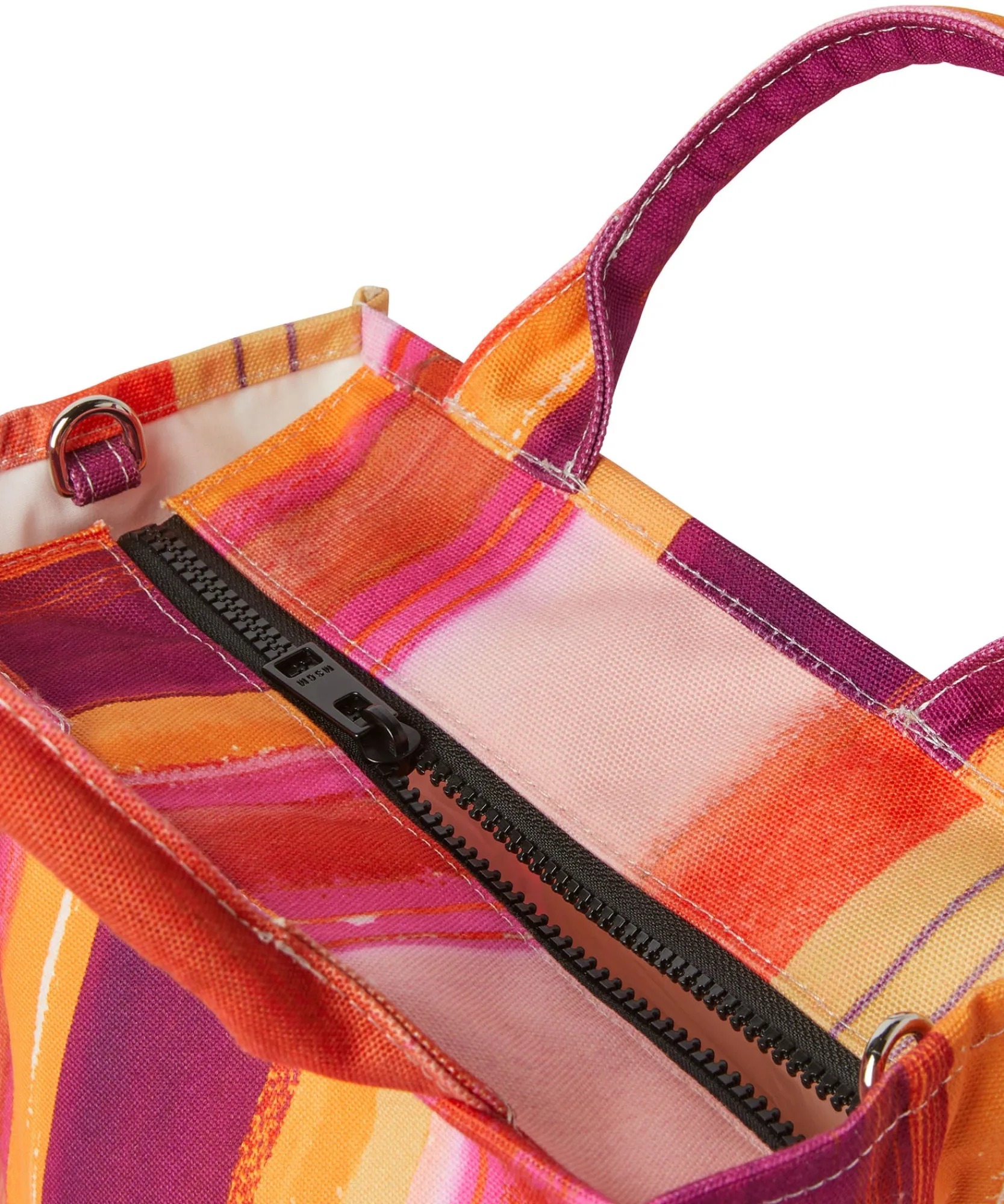 Mini Tote Bag In Cotone "Brushed Stripes" Con Logo ^MSGM Online