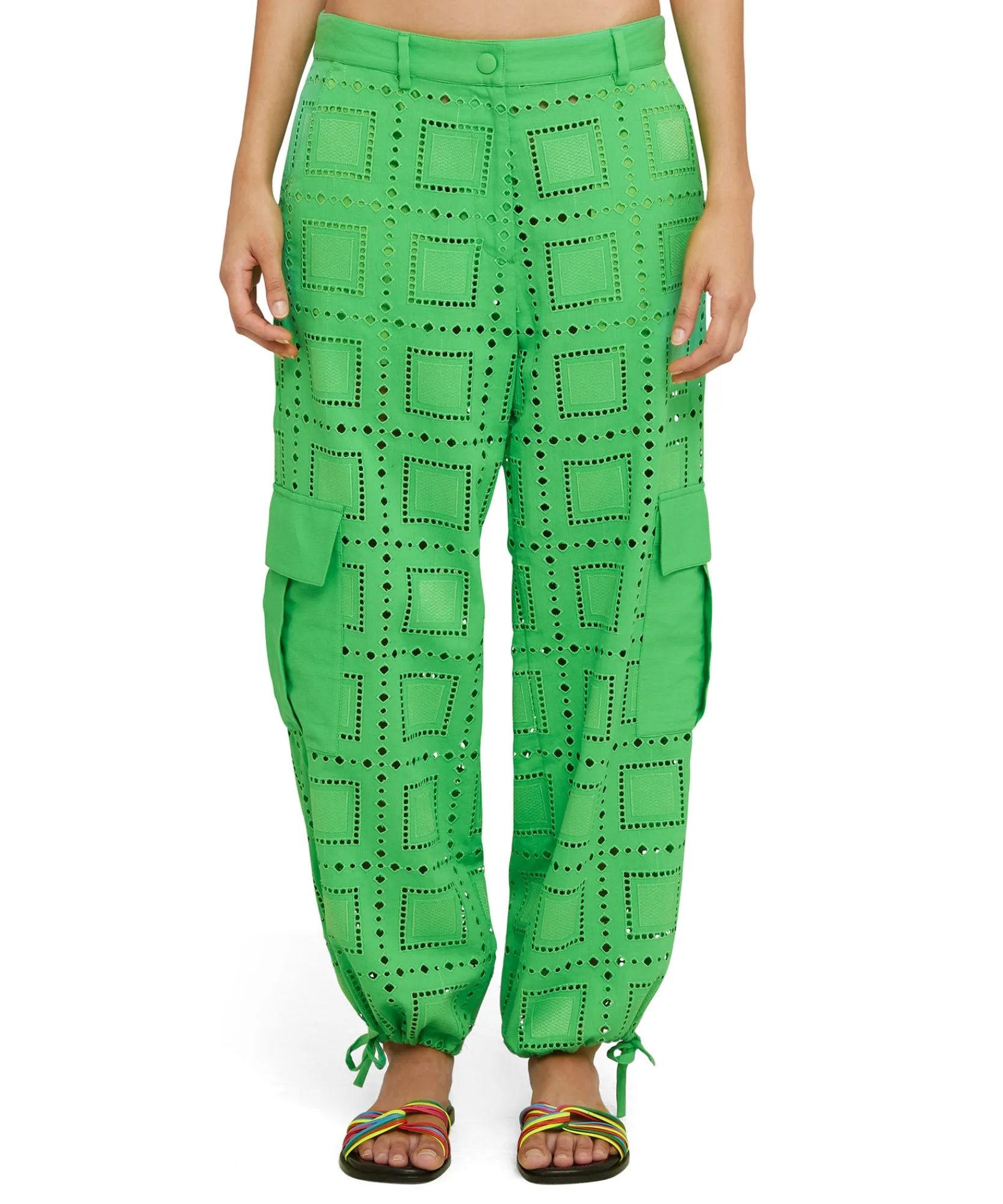 Pantalone Cargo In Cotone Sangallo Tinta Unita^MSGM Discount