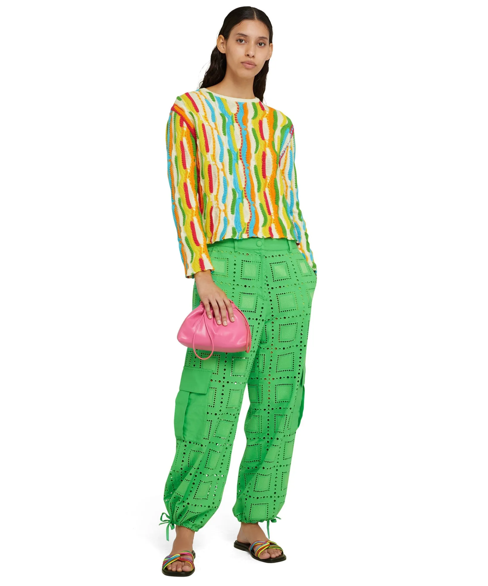 Pantalone Cargo In Cotone Sangallo Tinta Unita^MSGM Discount