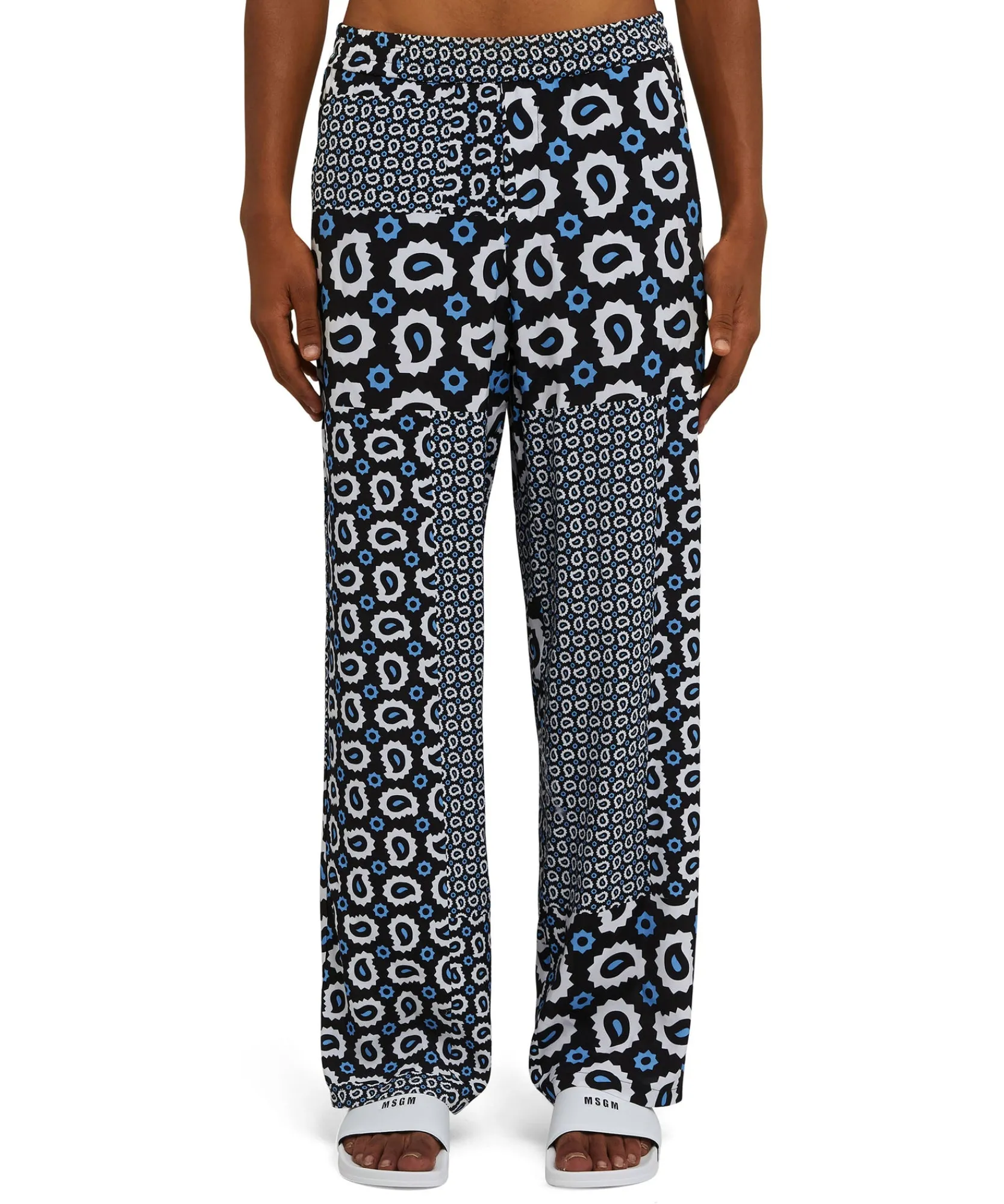 Pantalone Fluido In Viscosa A Gamba Dritta Con Stampa "Patchwork Paisley"^MSGM Shop