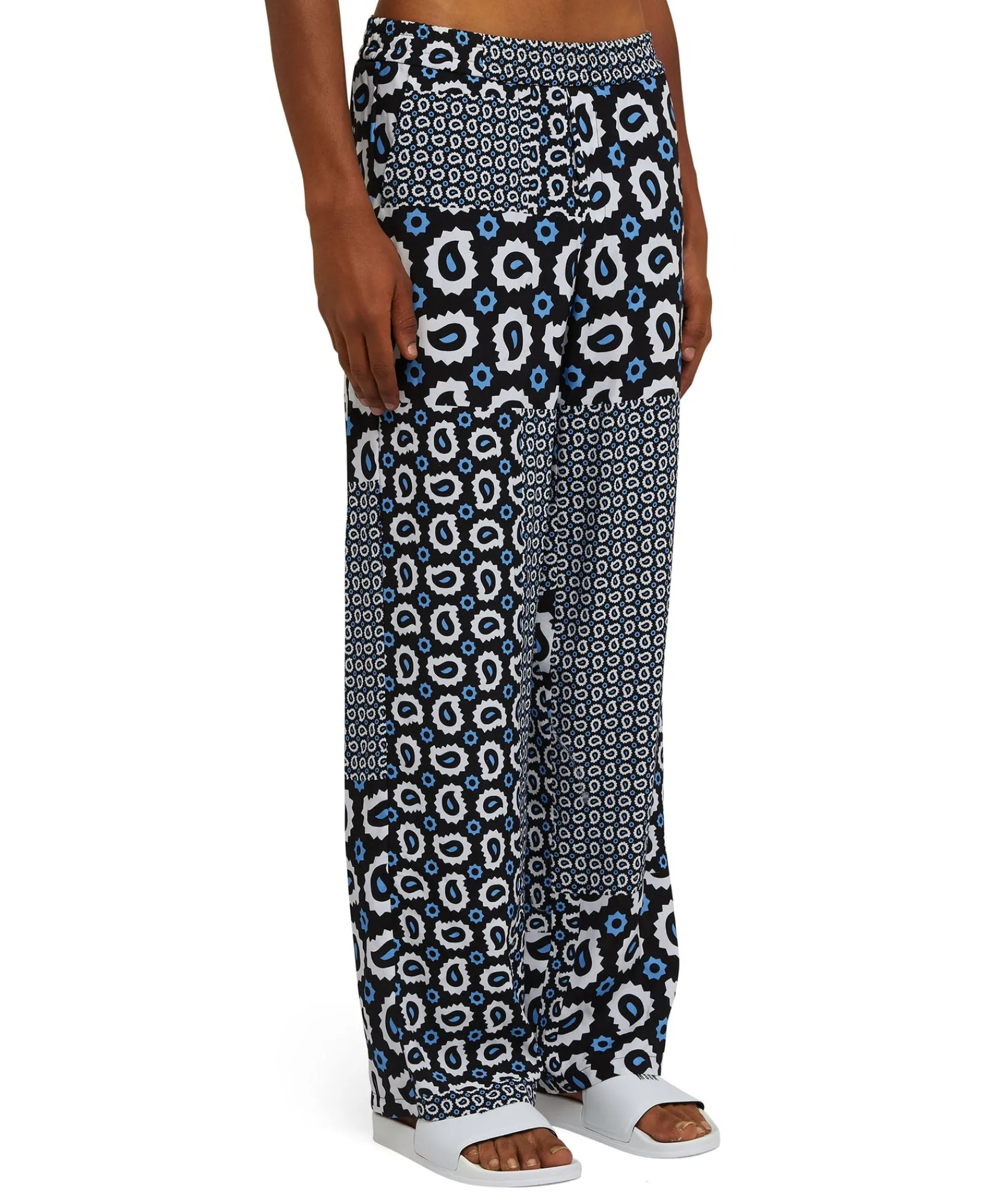 Pantalone Fluido In Viscosa A Gamba Dritta Con Stampa "Patchwork Paisley"^MSGM Shop