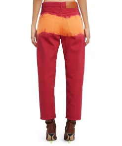 Pantalone In Bull A Gamba Dritta Con Lavorazione