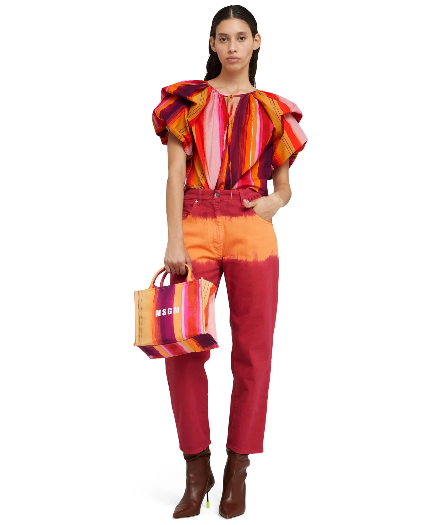 Pantalone In Bull A Gamba Dritta Con Lavorazione "Tie Dye Bull"^MSGM Sale