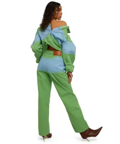 Pantalone In Bull A Gamba Dritta Con Lavorazione 