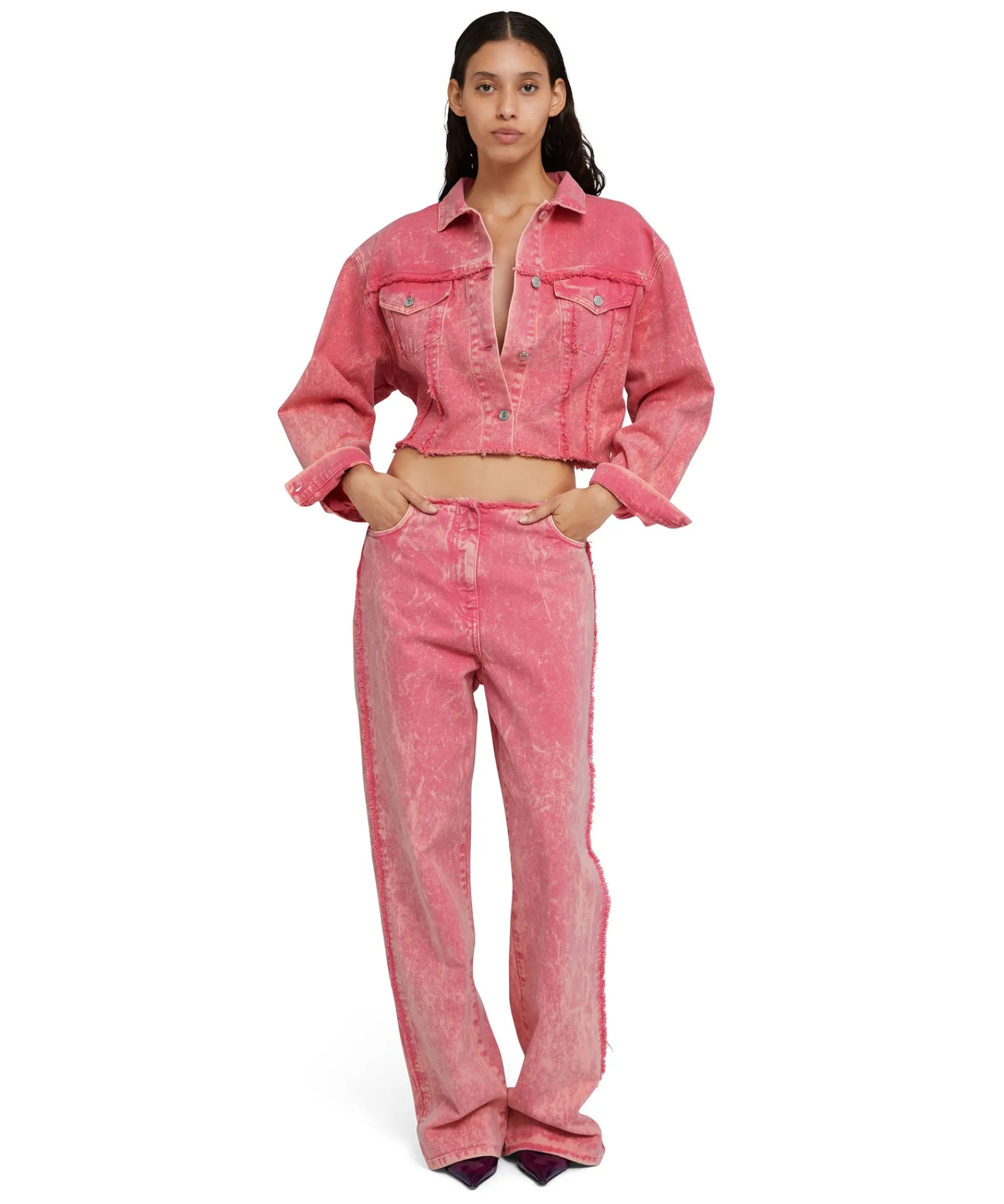 Pantalone In Bull Vita Bassa Con Lavorazione "Marble"^MSGM Flash Sale