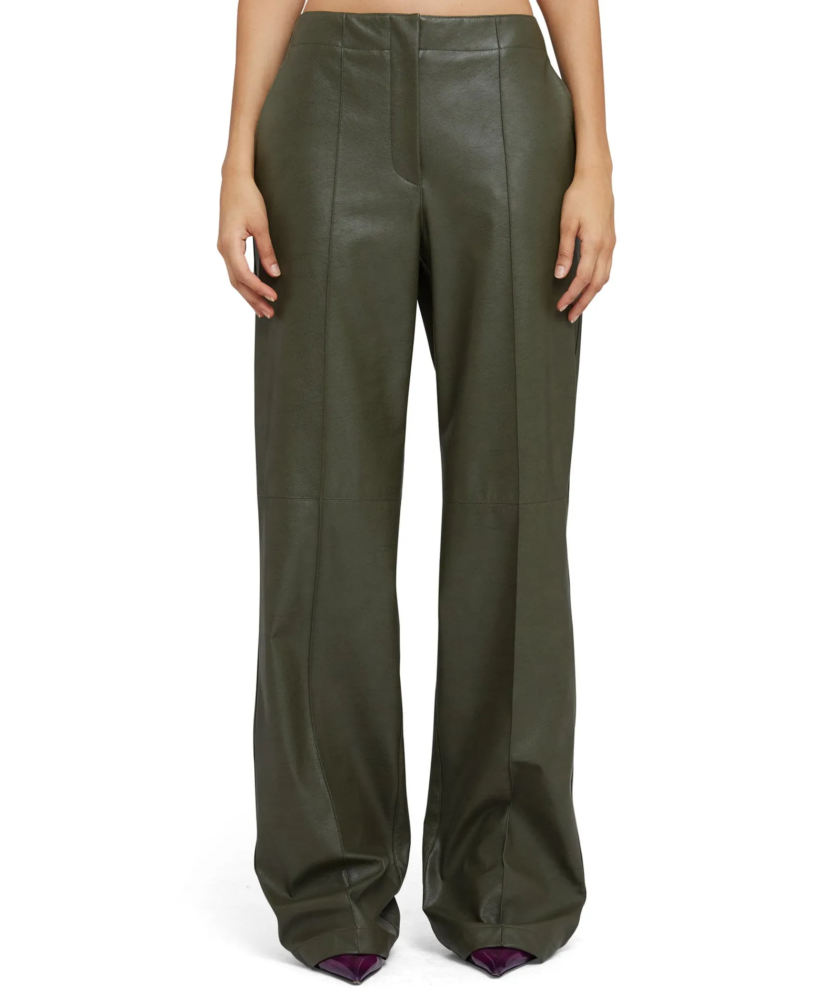 Pantaloni Tailoring A Gamba Dritta In Eco-Pelle^MSGM Best