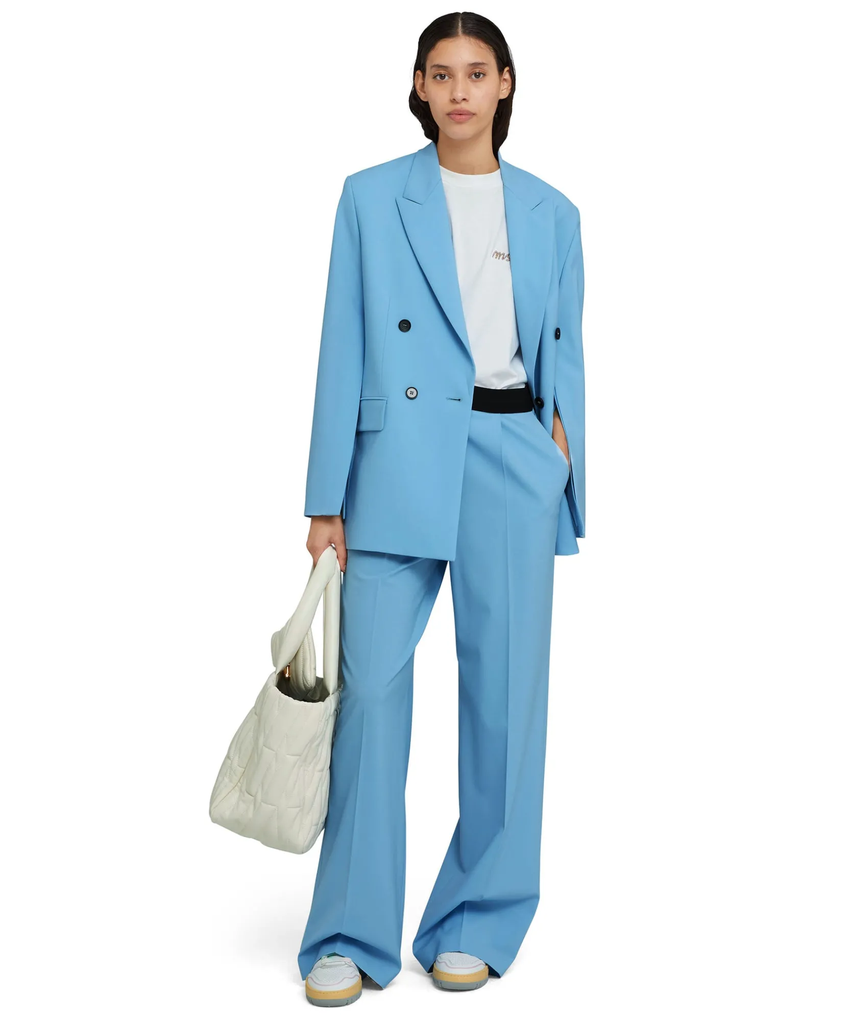 Pantaloni Tailoring A Gamba Dritta In Fresco Lana^MSGM New