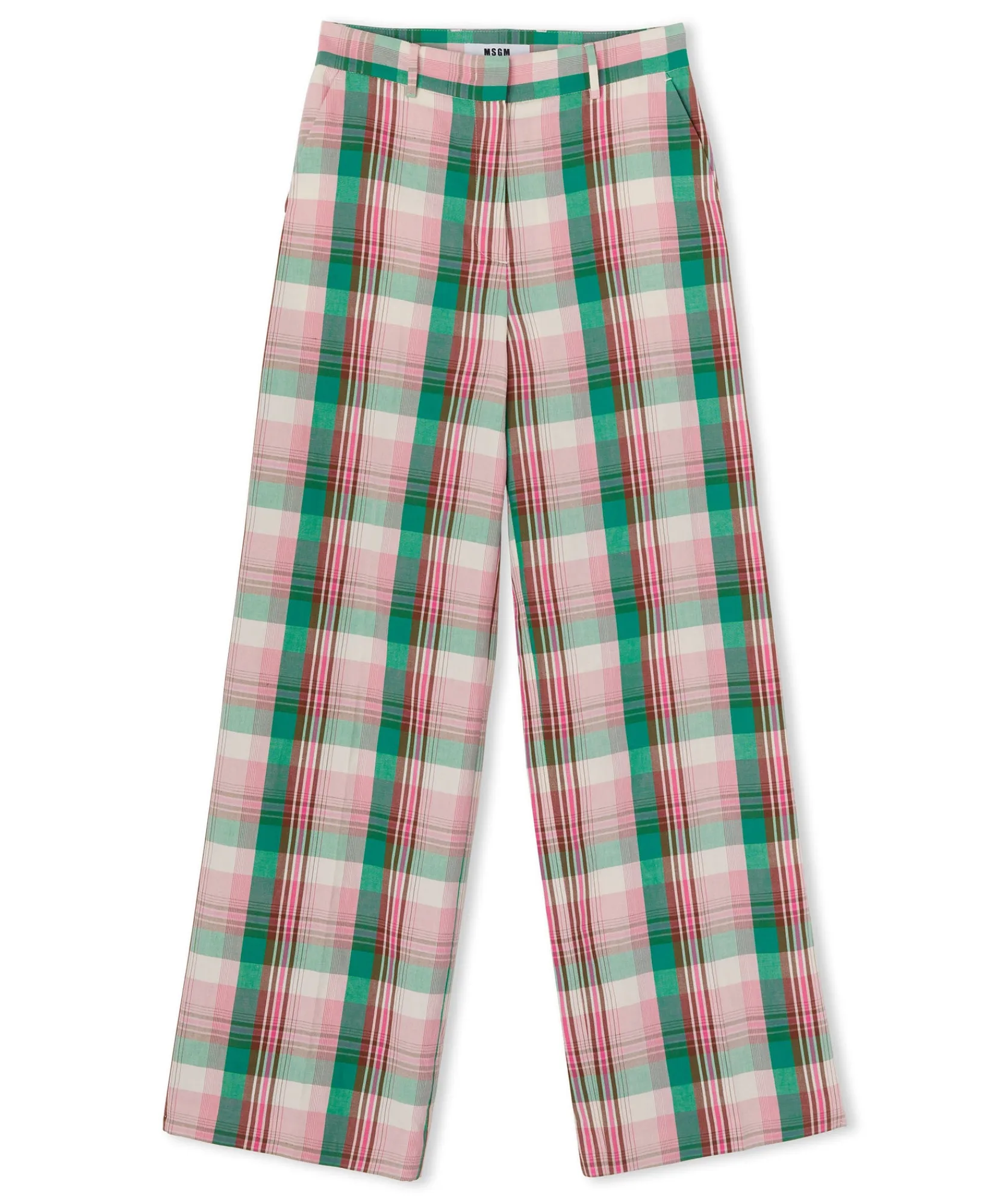 Pantaloni Tailoring A Gamba Dritta In Lino Madras^MSGM Outlet