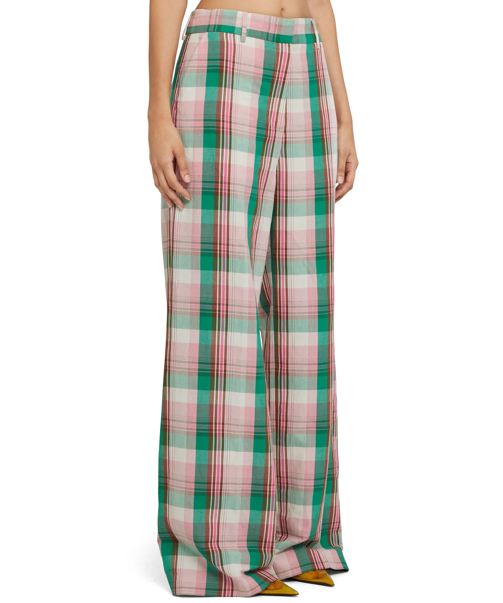 Pantaloni Tailoring A Gamba Dritta In Lino Madras^MSGM Outlet
