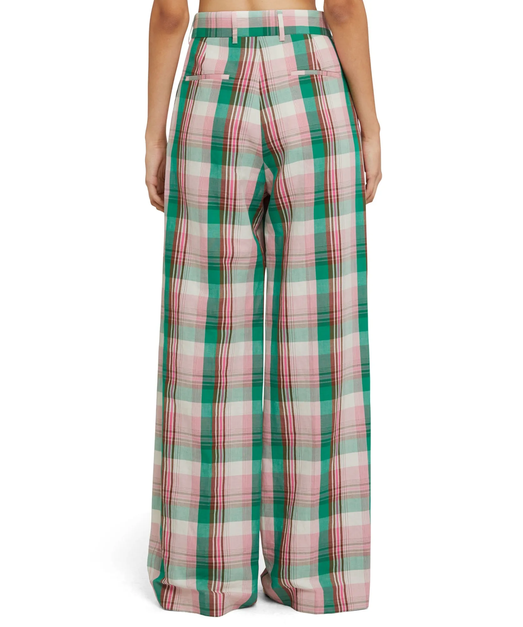 Pantaloni Tailoring A Gamba Dritta In Lino Madras^MSGM Shop