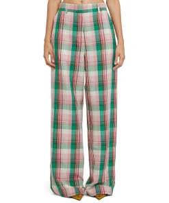 Pantaloni Tailoring A Gamba Dritta In Lino Madras^MSGM Shop
