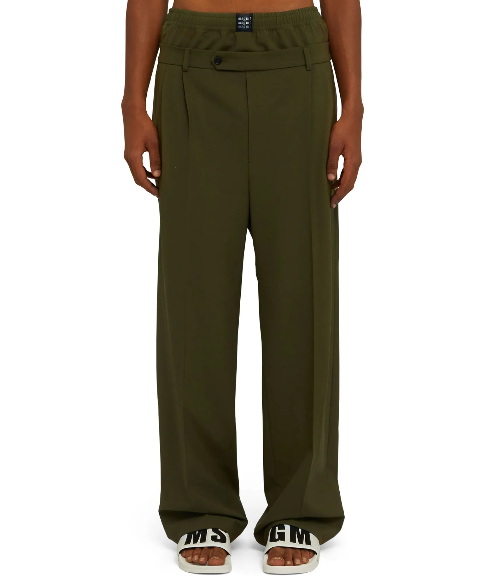Pantaloni Tailoring Con Boxer Incorporato In Fresco Lana^MSGM Discount