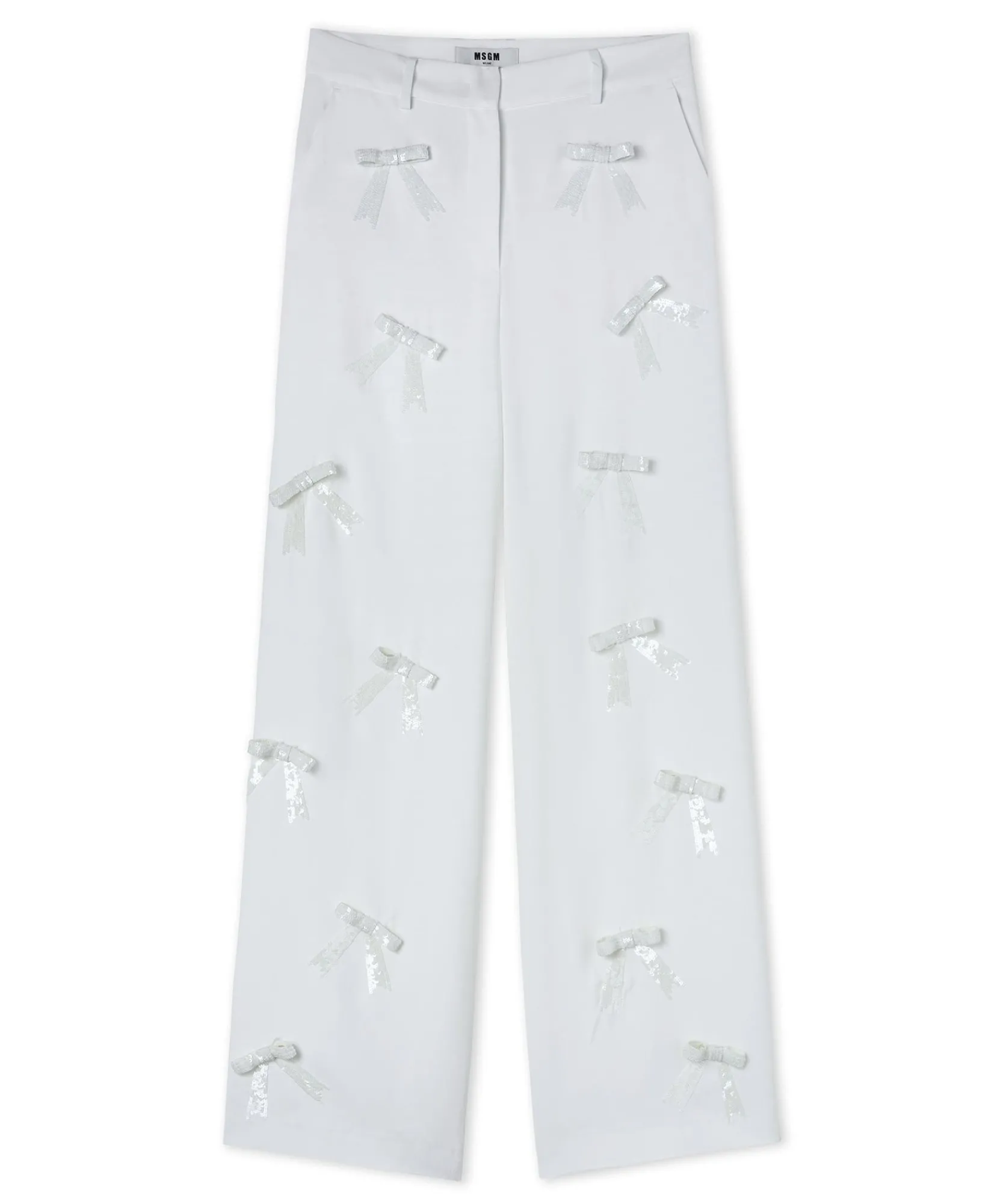 Pantaloni Tailoring Full Length In Viscosa Con Fiocchi Applicati^MSGM Store