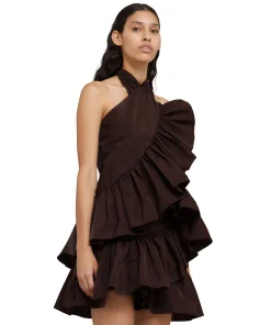 Top Con Collo Halter In Taffeta Con Rouches Applicate^MSGM Fashion