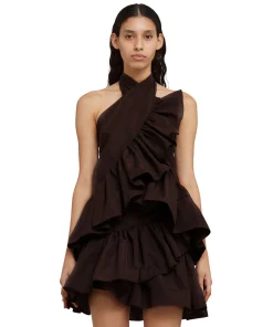 Top Con Collo Halter In Taffeta Con Rouches Applicate^MSGM Fashion