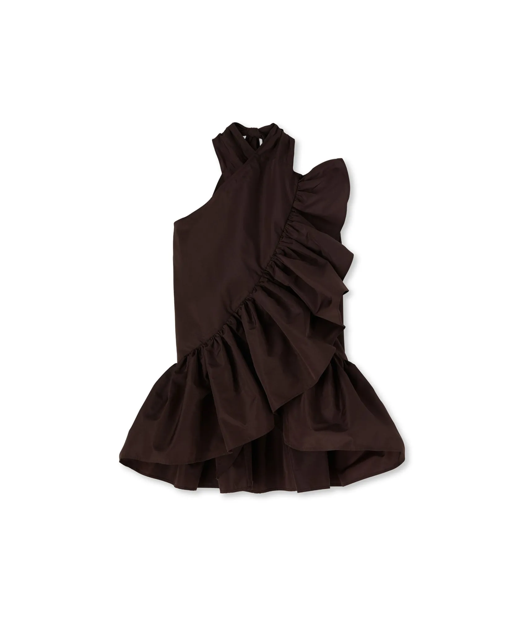 Top Con Collo Halter In Taffeta Con Rouches Applicate^MSGM Discount