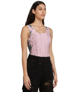 Top In Satin Micro Pleated Con Stampa 