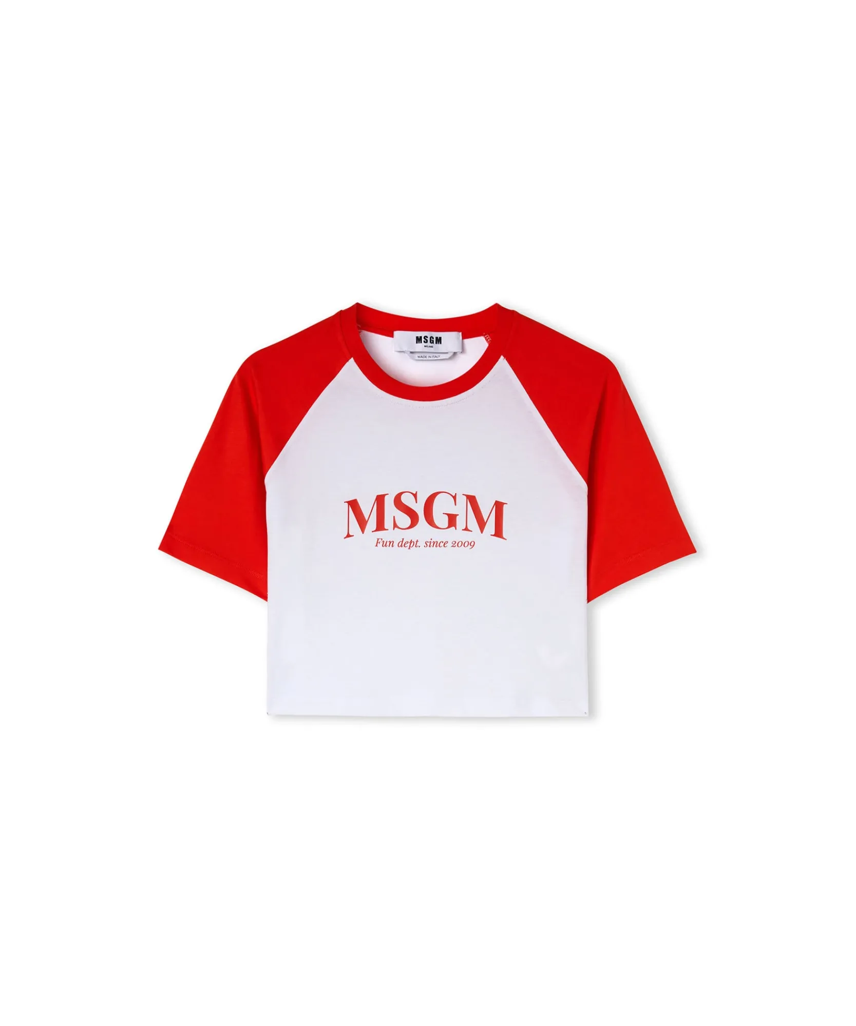 T-Shirt Crop In Cotone Con Stampa "Fun Department"^MSGM New