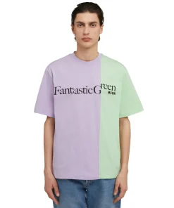 T-Shirt Girocollo Bicolore In Cotone Organico Della Capsule Fantastic Green^MSGM New