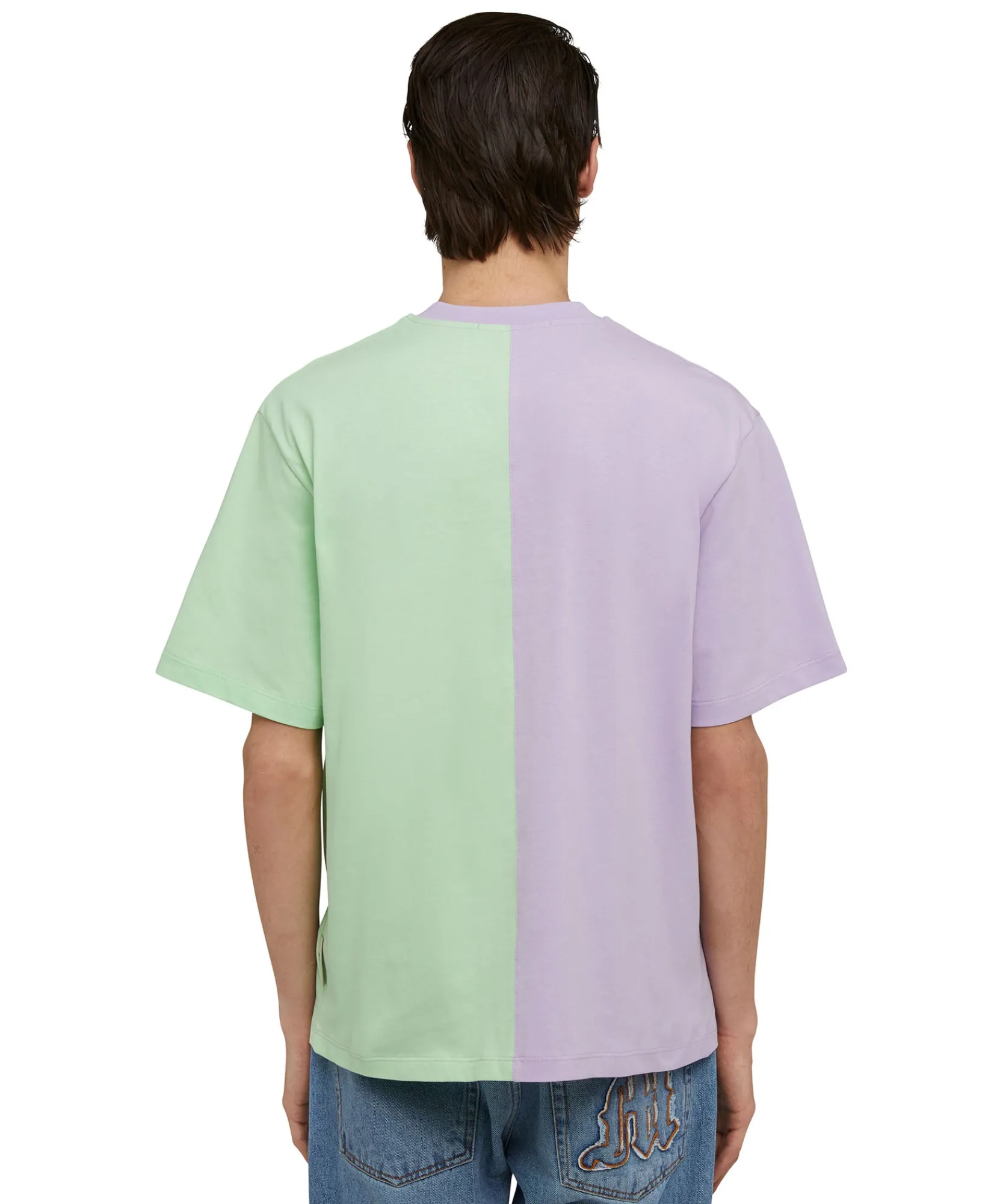 T-Shirt Girocollo Bicolore In Cotone Organico Della Capsule Fantastic Green^MSGM New