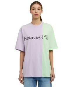 T-Shirt Girocollo Bicolore In Cotone Organico Della Capsule Fantastic Green^MSGM New