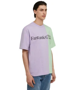 T-Shirt Girocollo Bicolore In Cotone Organico Della Capsule Fantastic Green^MSGM Fashion