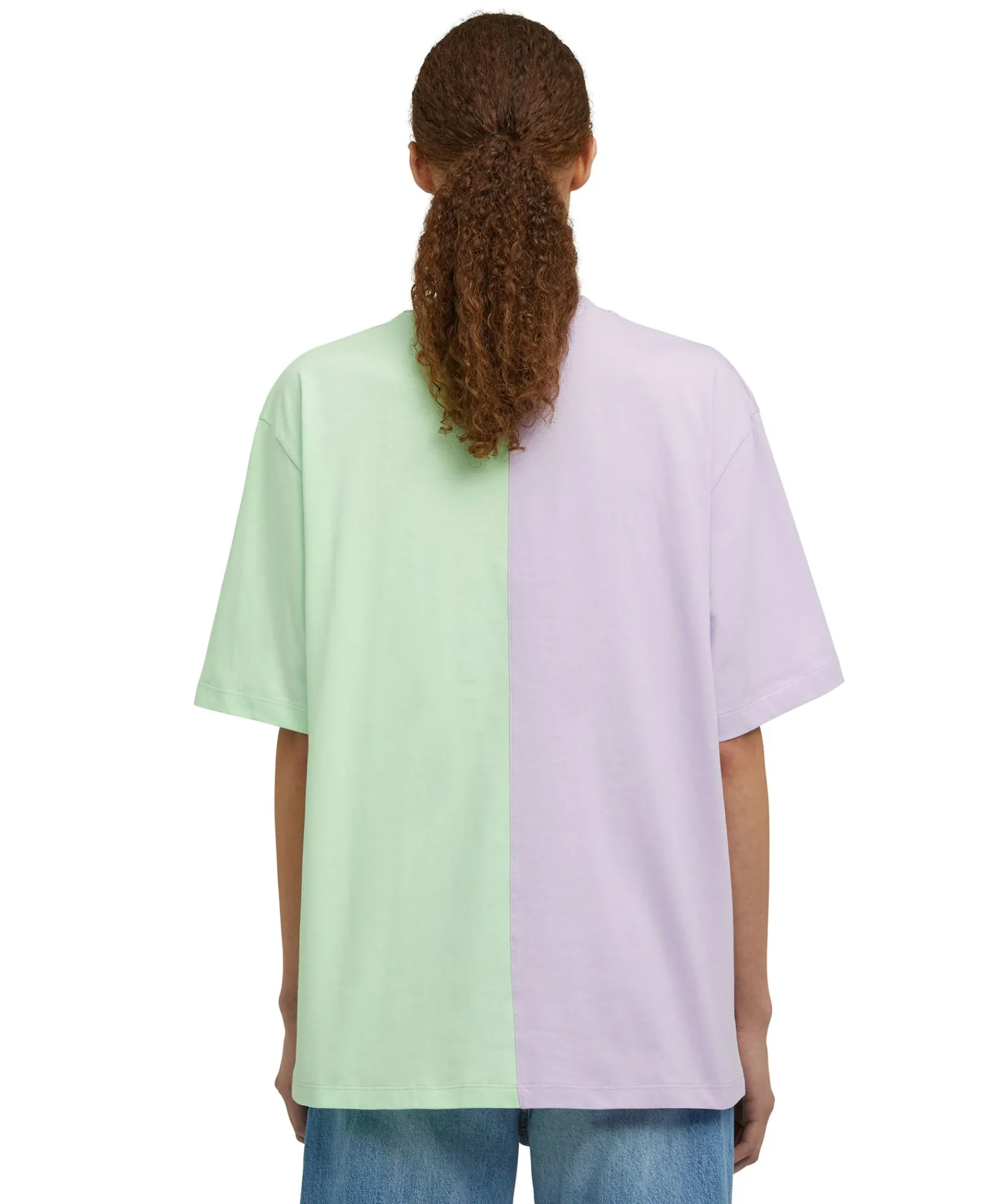 T-Shirt Girocollo Bicolore In Cotone Organico Della Capsule Fantastic Green^MSGM Fashion