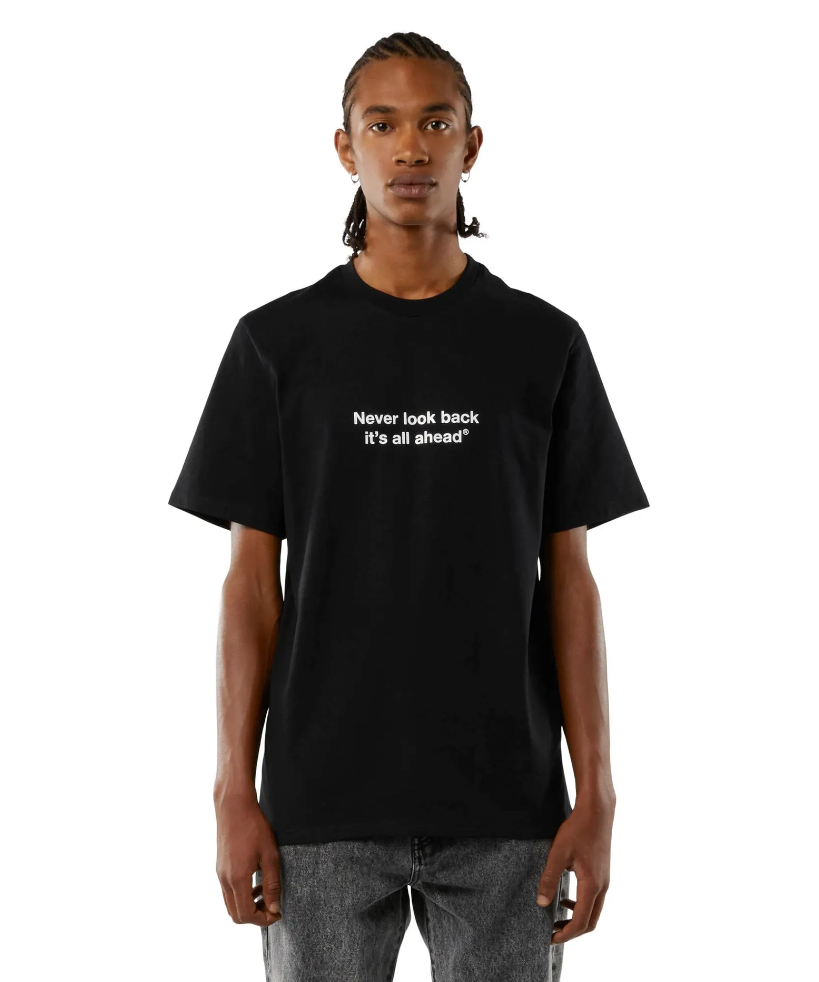 T-Shirt Girocollo Con Quote "Never Look Back It'S All Ahead"^MSGM Discount