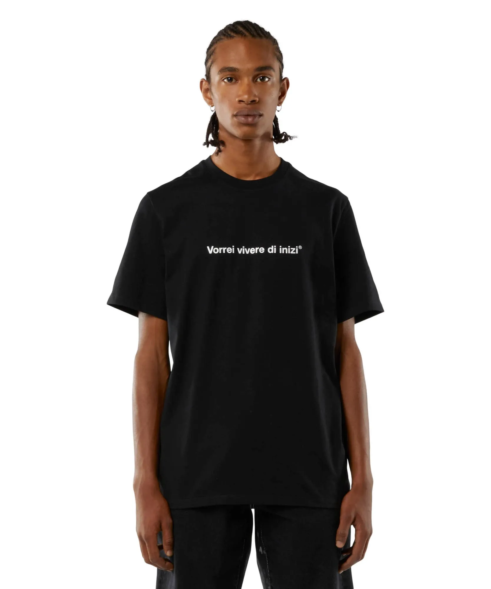 T-Shirt Girocollo Con Quote "Vorrei Vivere Di Inizi"^MSGM Cheap