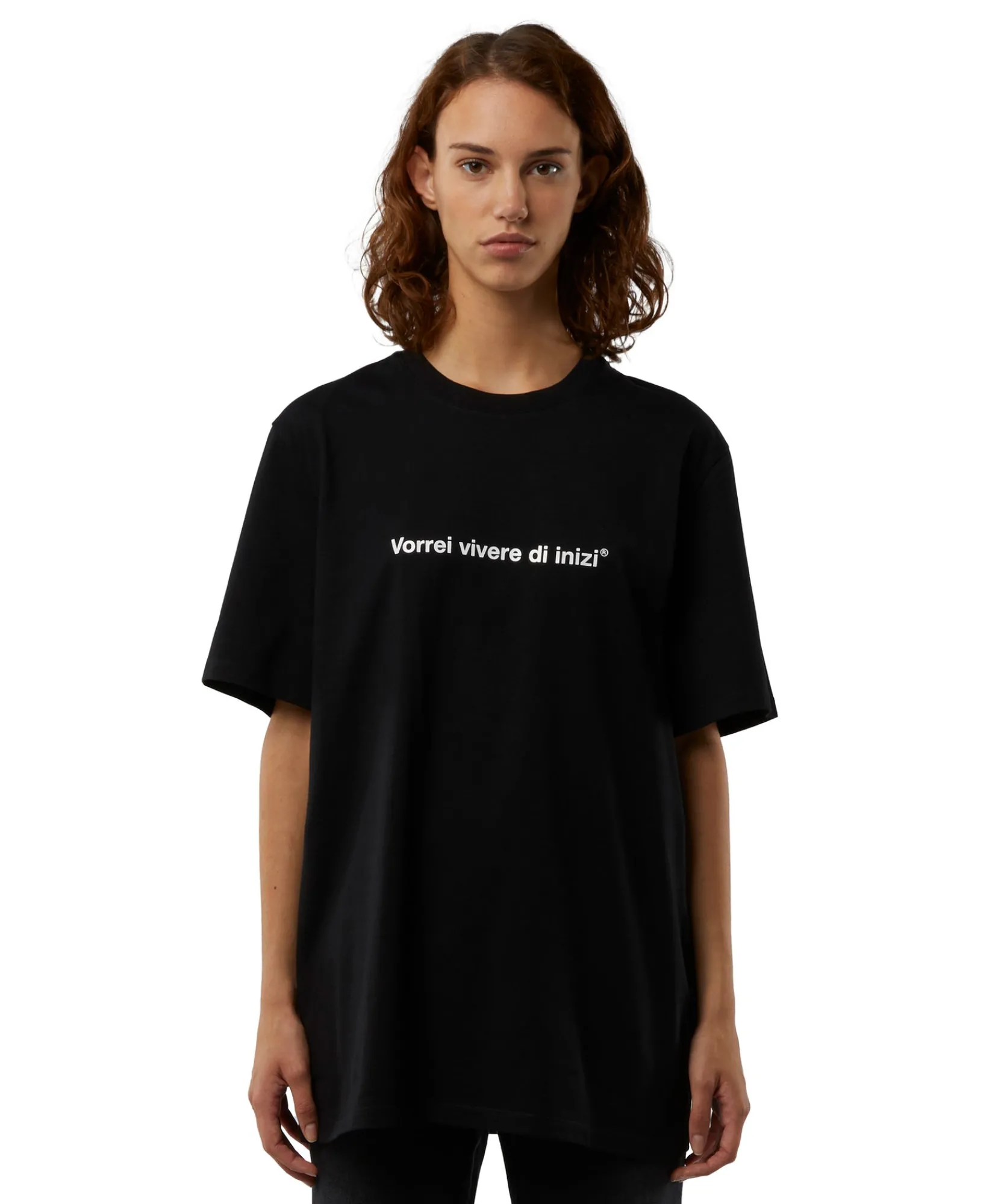 T-Shirt Girocollo Con Quote "Vorrei Vivere Di Inizi"^MSGM Cheap