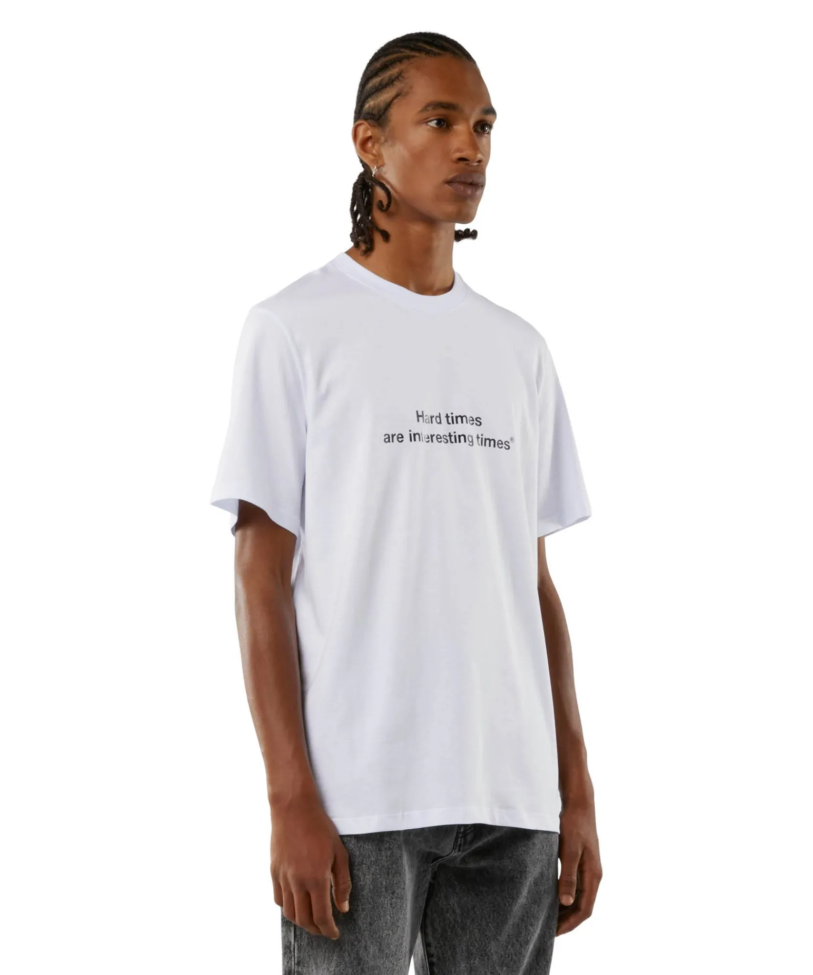 T-Shirt Girocollo Con Quote "Hard Times Are Interesting Times"^MSGM Best
