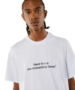 T-Shirt Girocollo Con Quote "Hard Times Are Interesting Times"^MSGM Flash Sale