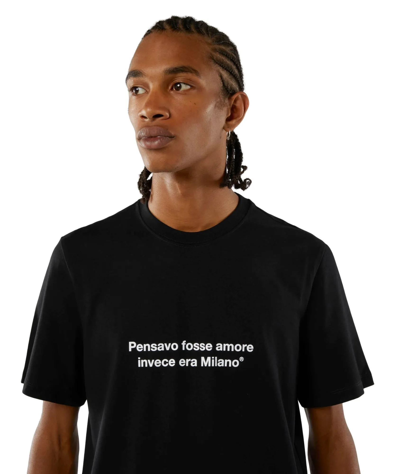 T-Shirt Girocollo Con Quote "Pensavo Fosse Amore Invece Era Milano"^MSGM Hot