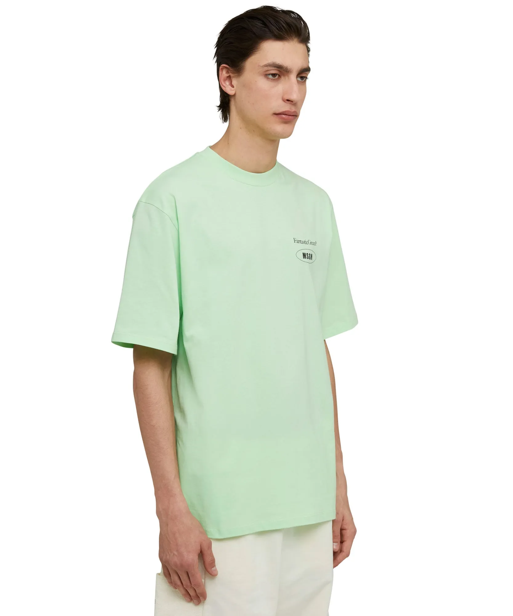 T-Shirt Girocollo In Cotone Organico Della Capsule Fantastic Green^MSGM Outlet
