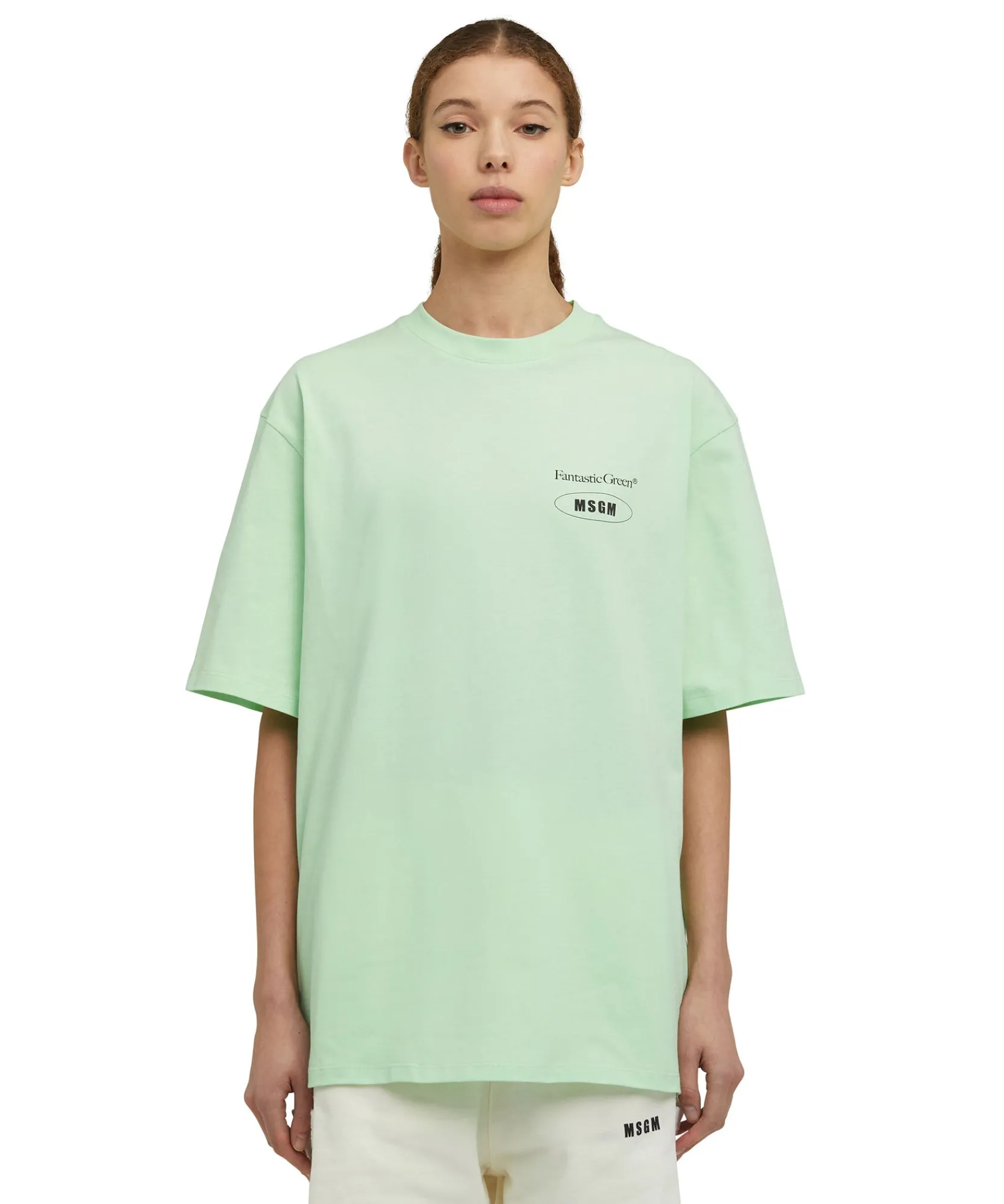 T-Shirt Girocollo In Cotone Organico Della Capsule Fantastic Green^MSGM Outlet