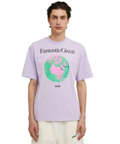 T-Shirt Girocollo In Cotone Organico Della Capsule Fantastic Green^MSGM Online
