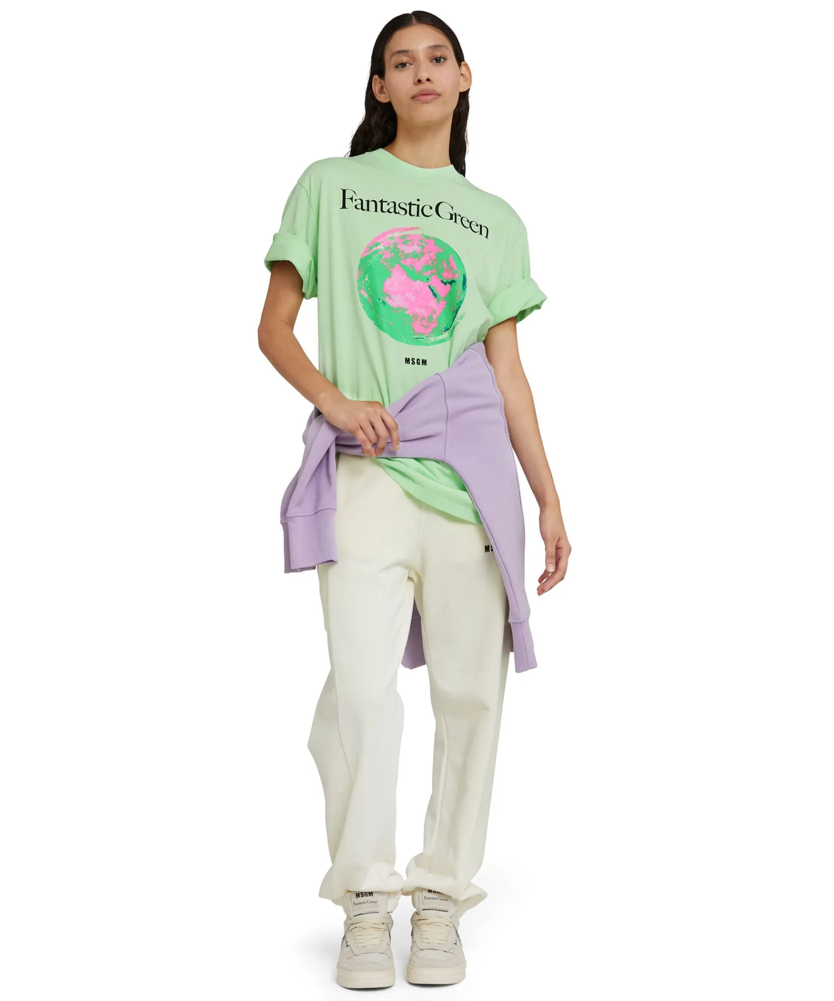 T-Shirt Girocollo In Cotone Organico Della Capsule Fantastic Green^MSGM Online