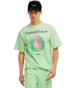T-Shirt Girocollo In Cotone Organico Della Capsule Fantastic Green^MSGM Online