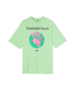 T-Shirt Girocollo In Cotone Organico Della Capsule Fantastic Green^MSGM Online