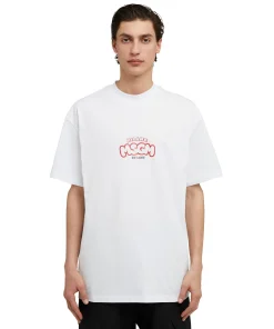 T-Shirt Girocollo In Cotone Con Logo E Grafica